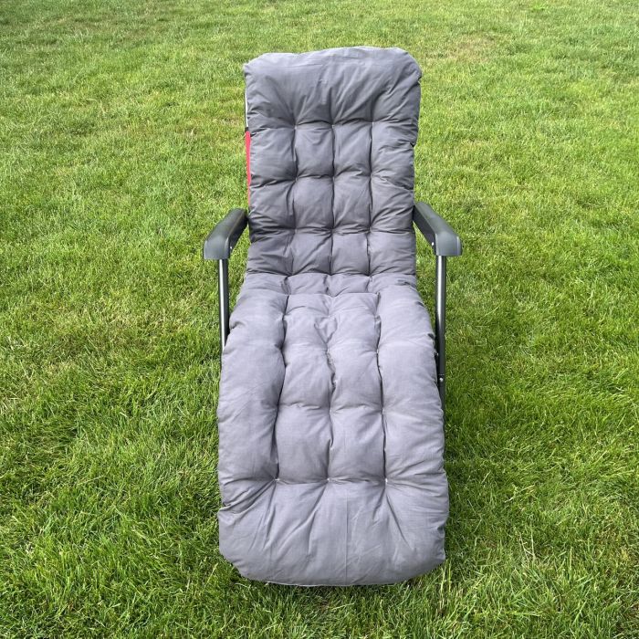 Садовый шезлонг тканевый с матрасом RahheGarden Linosa Красный + Серый