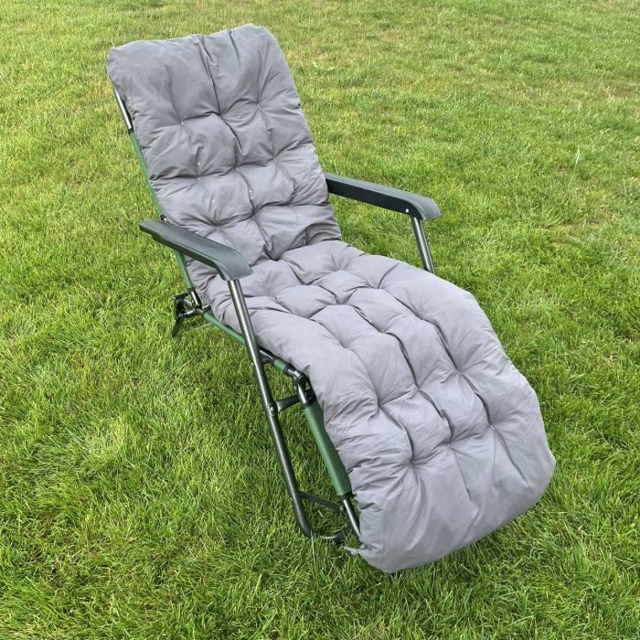 Садовый шезлонг тканевый с матрасом RahheGarden Linosa Зеленый + Серый