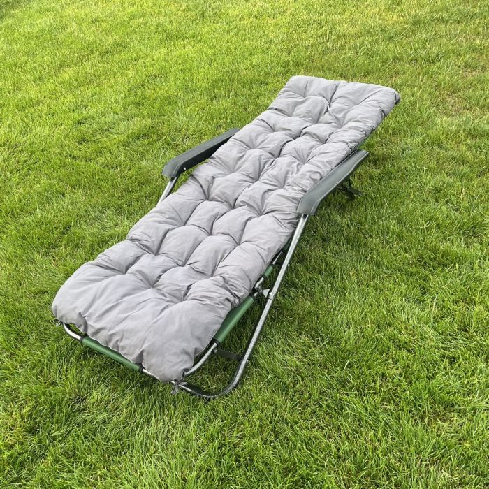 Садовый шезлонг тканевый с матрасом RahheGarden Linosa Зеленый + Серый