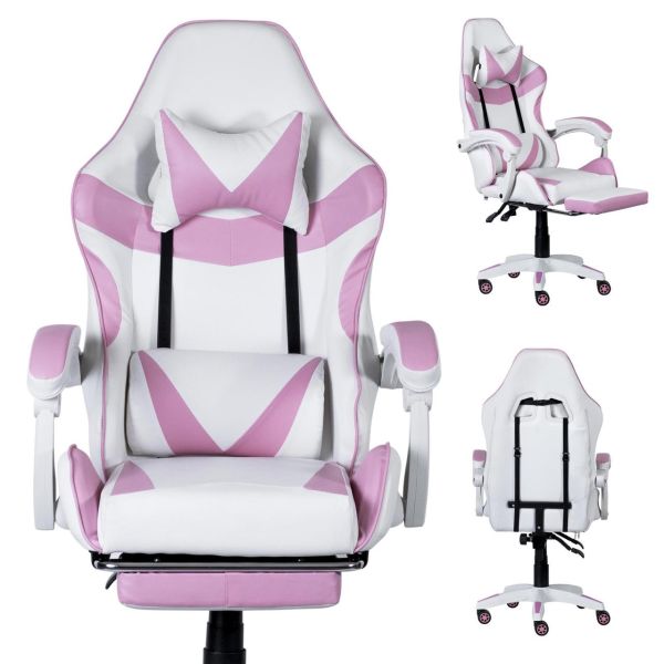 Комп‘ютерне крісло PRESTIGE Біло-рожевий