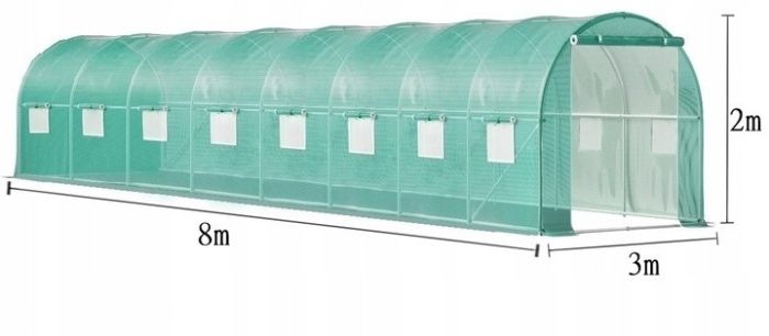 Теплиця Agromen 6184 8х3х2 м 24 м² (труба 25 мм)