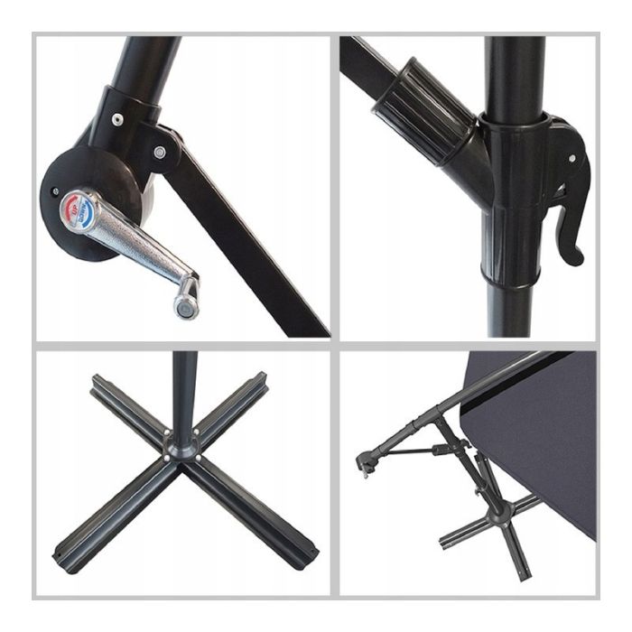 Зонт садовый с наклоном и LED подсветкой Ecarla OGP11SZ Графитовый