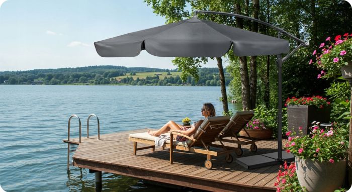 Зонт садовый с наклоном PLONOS PL-880 Серый