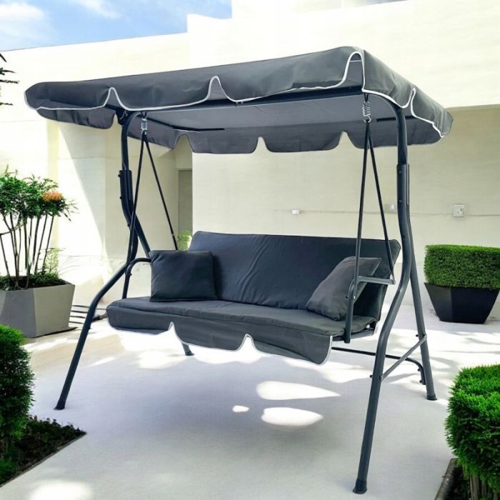 Садова гойдалка Ecarla H001 3-х місна Графітовий