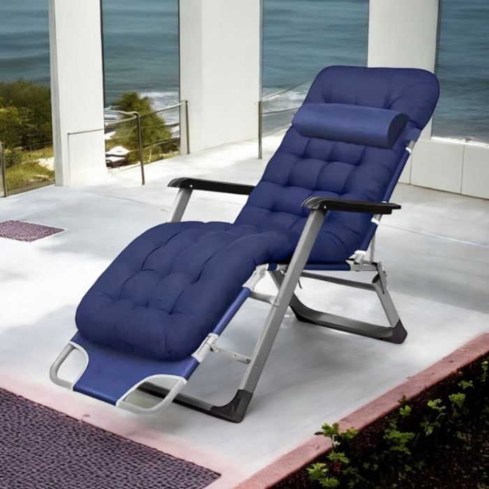 Садовий шезлонг тканинний + матрац IdealGarden CT-SF02-BL-Y Синій