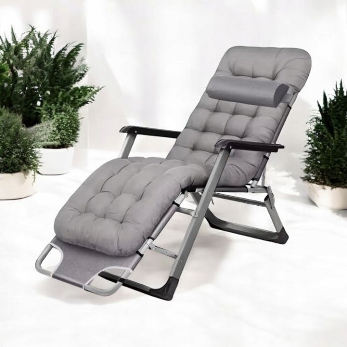 Садовий шезлонг тканинний + матрац IdealGarden CT-SF02-LG-G Сірий