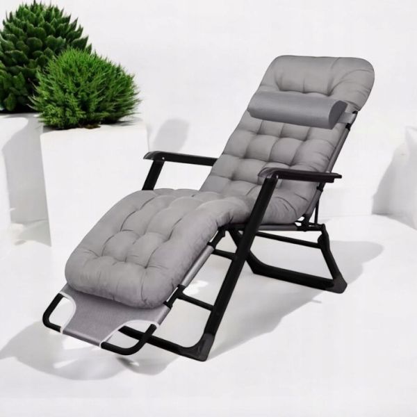 Садовий шезлонг тканинний + матрац IdealGarden CT-SF02-LG-B Сірий