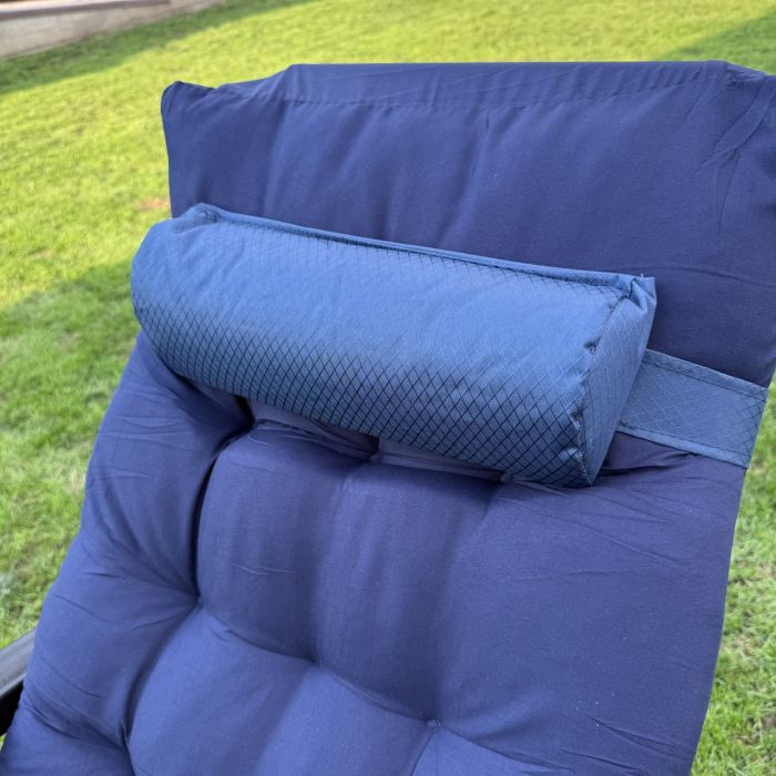 Садовый шезлонг тканевый + матрас IdealGarden CT-SF02-2408 Черно-синий