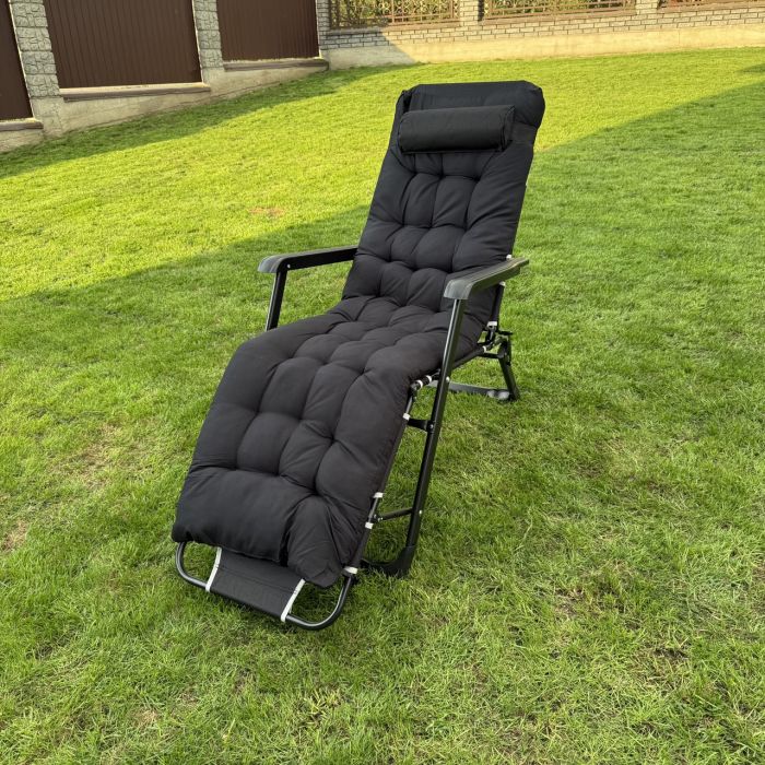 Садовый шезлонг тканевый + матрас IdealGarden CT-SF02-2406 Черный