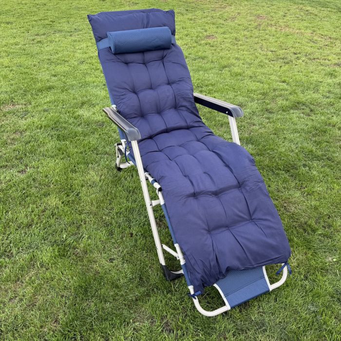 Садовый шезлонг тканевый + матрас IdealGarden CT-SF02-2405 Серо-синий