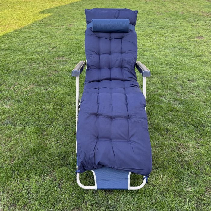 Садовий шезлонг тканинний + матрац IdealGarden CT-SF02-2405 Сіро-синій