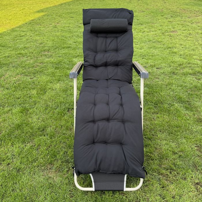 Садовый шезлонг тканевый + матрас IdealGarden CT-SF02-2403 Серо-черный