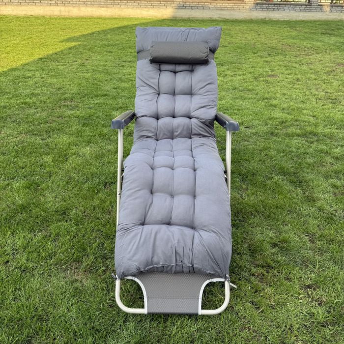 Садовий шезлонг тканинний + матрац IdealGarden CT-SF02-2404 Сірий
