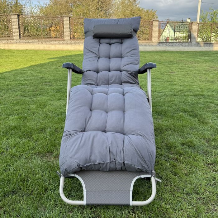 Садовий шезлонг тканинний + матрац IdealGarden CT-SF02-2404 Сірий