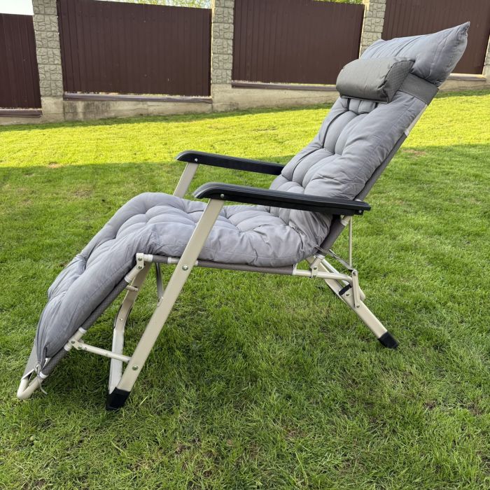 Садовий шезлонг тканинний + матрац IdealGarden CT-SF02-2404 Сірий