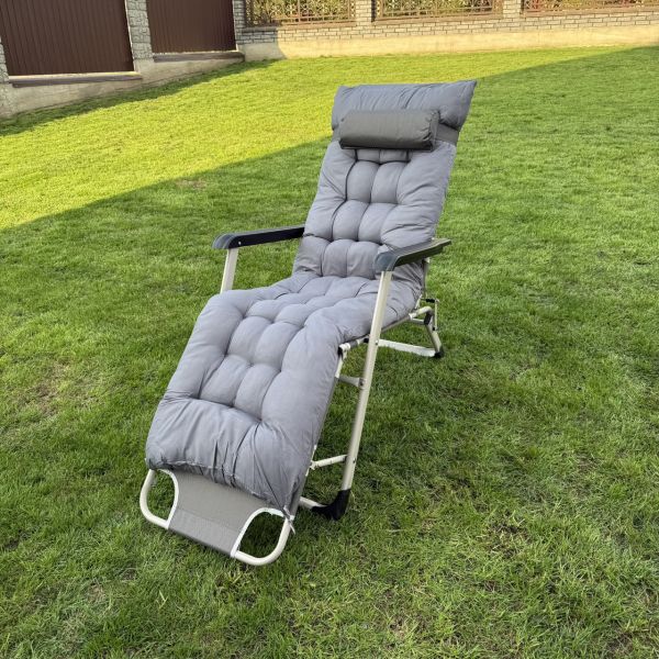 Садовий шезлонг тканинний + матрац IdealGarden CT-SF02-2404 Сірий