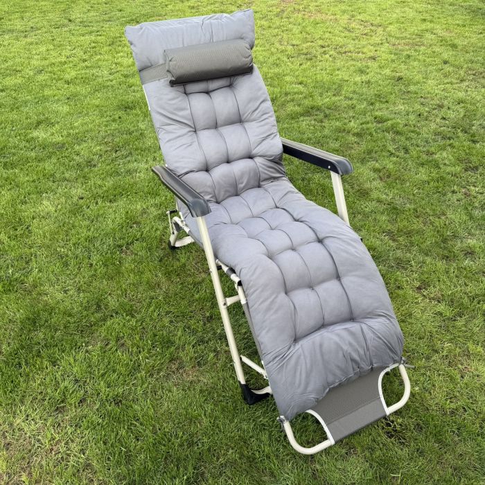 Садовий шезлонг тканинний + матрац IdealGarden CT-SF02-2404 Сірий