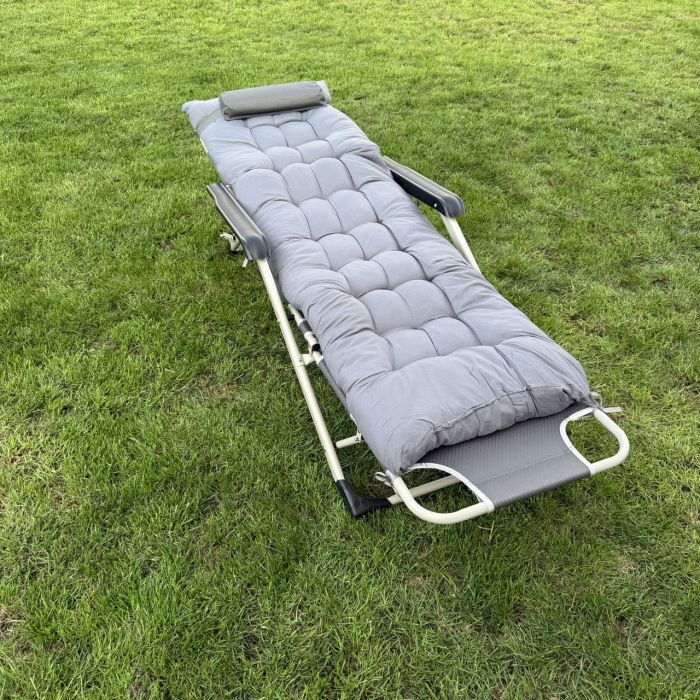 Садовий шезлонг тканинний + матрац IdealGarden CT-SF02-2404 Сірий