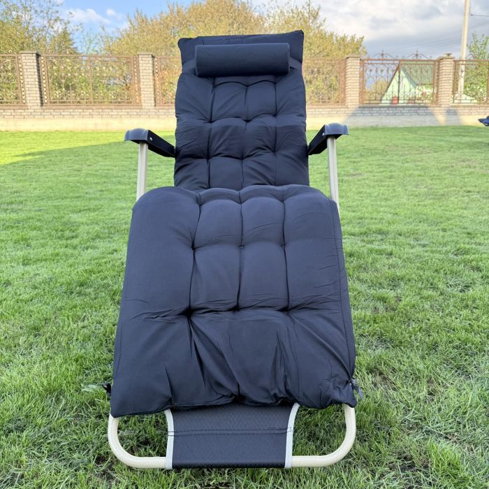 Садовый шезлонг тканевый + матрас IdealGarden CT-SF02-2401 Золото-черный