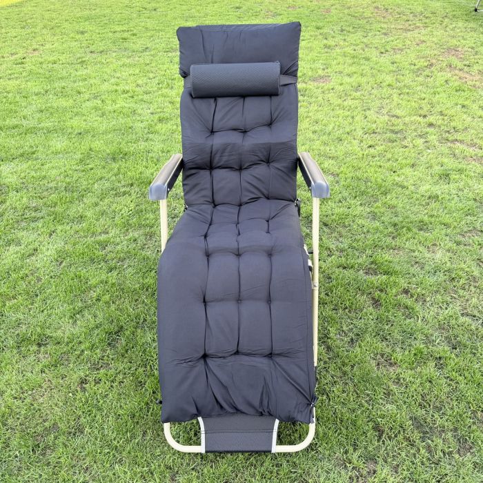 Садовый шезлонг тканевый + матрас IdealGarden CT-SF02-2401 Золото-черный