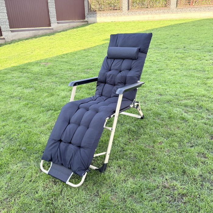 Садовый шезлонг тканевый + матрас IdealGarden CT-SF02-2401 Золото-черный