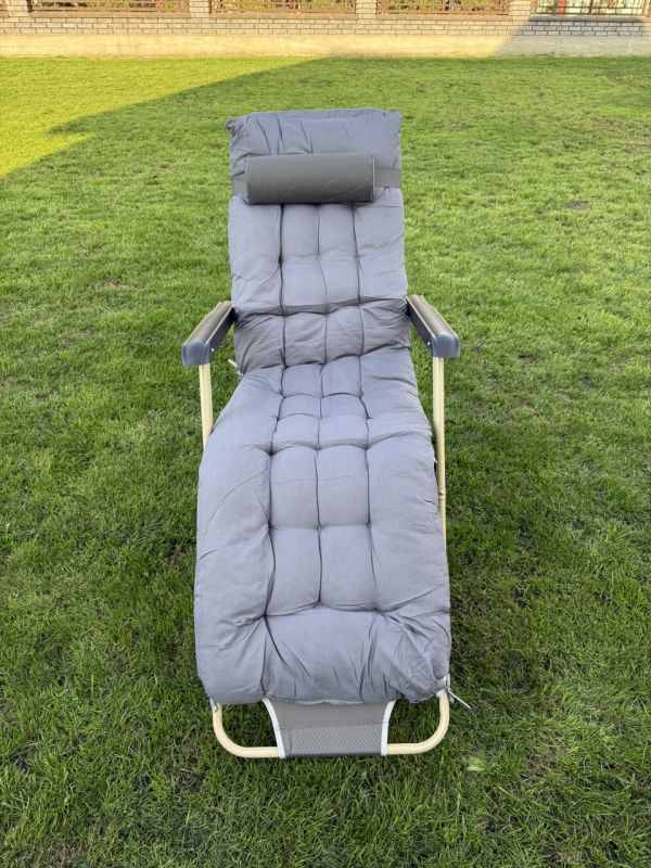 Садовый шезлонг тканевый + матрас IdealGarden CT-SF02-2402 Золото-серый