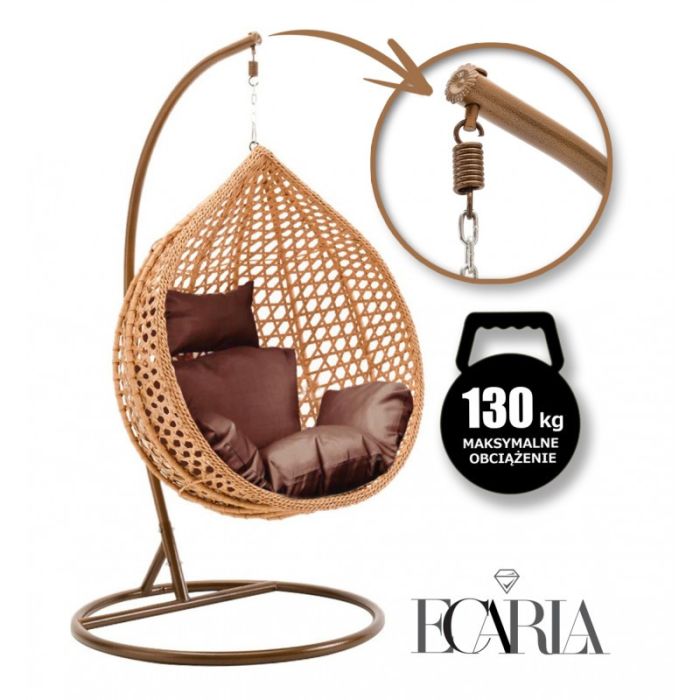 Підвісне крісло-кокон з подушкою Ecarla KR28BR Коричневий