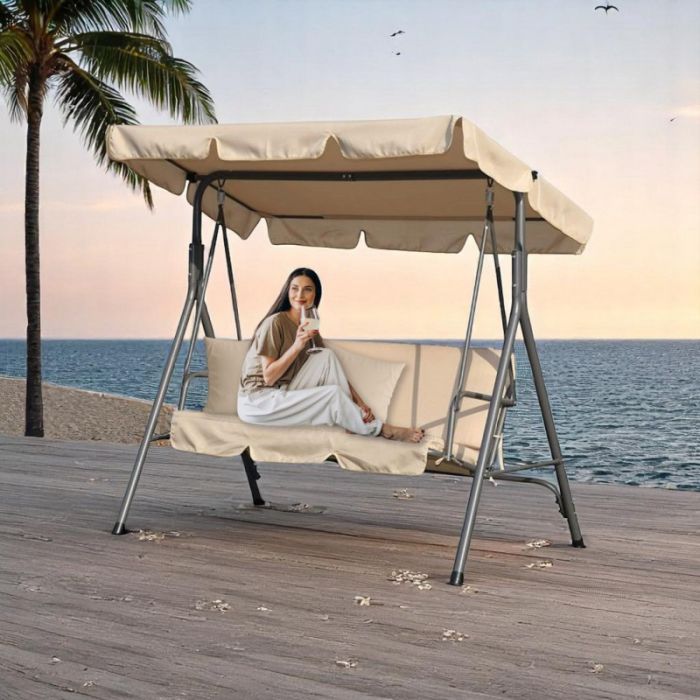 Садовые качели Ecarla H001 3-х местные Бежевый