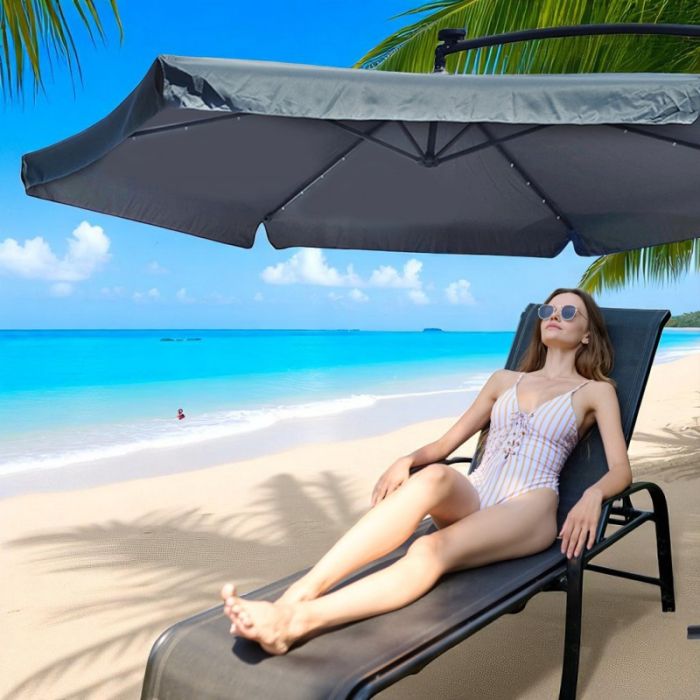 Парасоля садова з нахилом та LED підсвіткою Ecarla OGP11SZ Графітовий