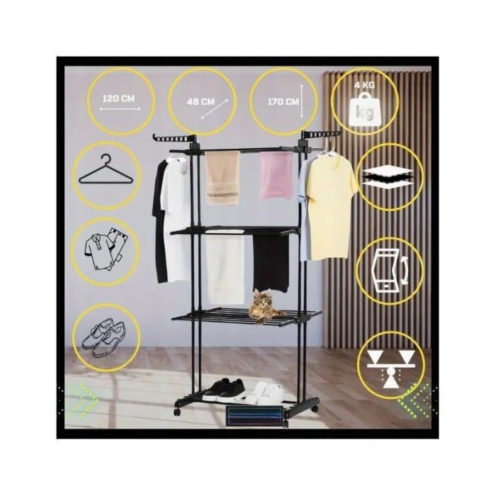 Складна сушарка для білизни трирівнева Ecarla SU02CZ Чорний