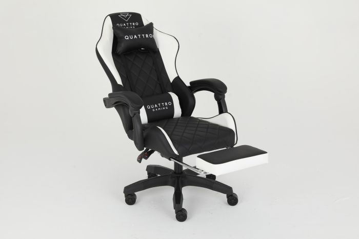 Комп‘ютерне крісло із підставкою для ніг CARBON Quattro Gaming Чорно-білий