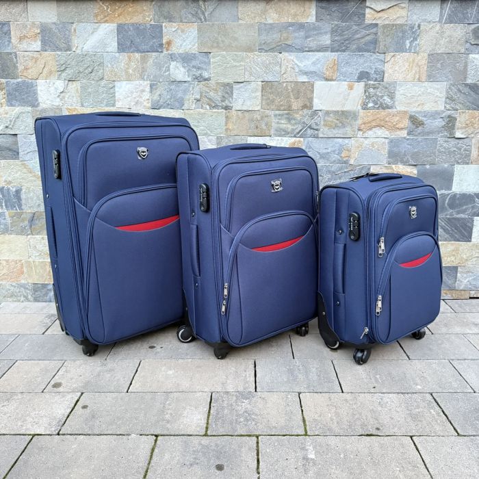 Валіза тканинна велика на 4 колесах Wings 1708 L Синій