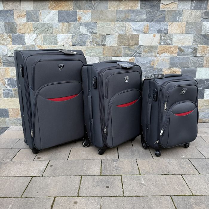 Валіза тканинна середня на 4 колесах Wings 1708 M Сірий