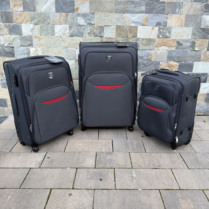 Валіза тканинна середня на 4 колесах Wings 1708 M Сірий