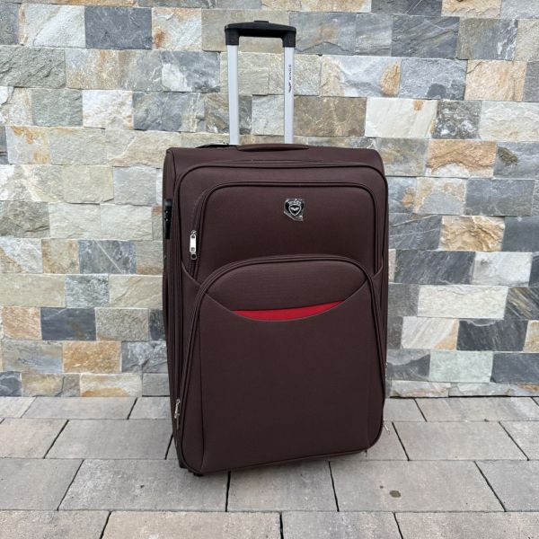 Чемодан тканевый большой на 4 колесах Wings 1708 L Коричневый