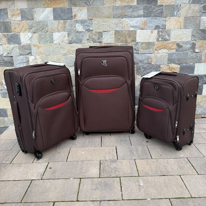 Валіза тканинна середня на 4 колесах Wings 1708 M Коричневий