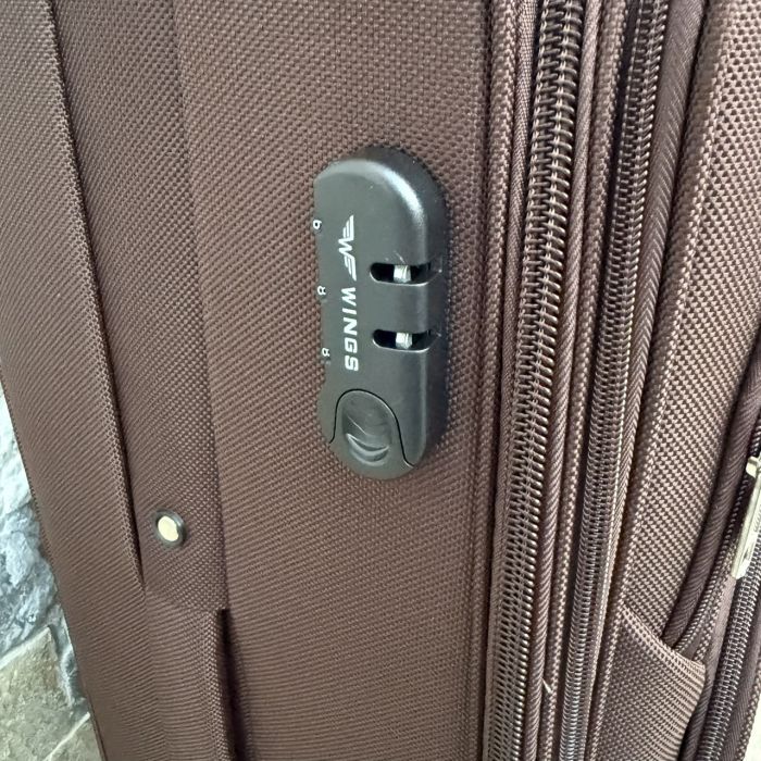 Валіза тканинна велика на 4 колесах Wings 1708 L Коричневий