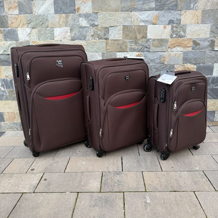 Валіза тканинна середня на 4 колесах Wings 1708 M Коричневий