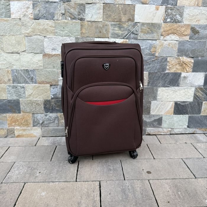 Чемодан тканевый средний на 4 колесах Wings 1708 M Коричневый