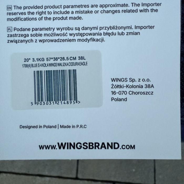 Валіза тканинна мала на 4 колесах Wings 1708 S Синій