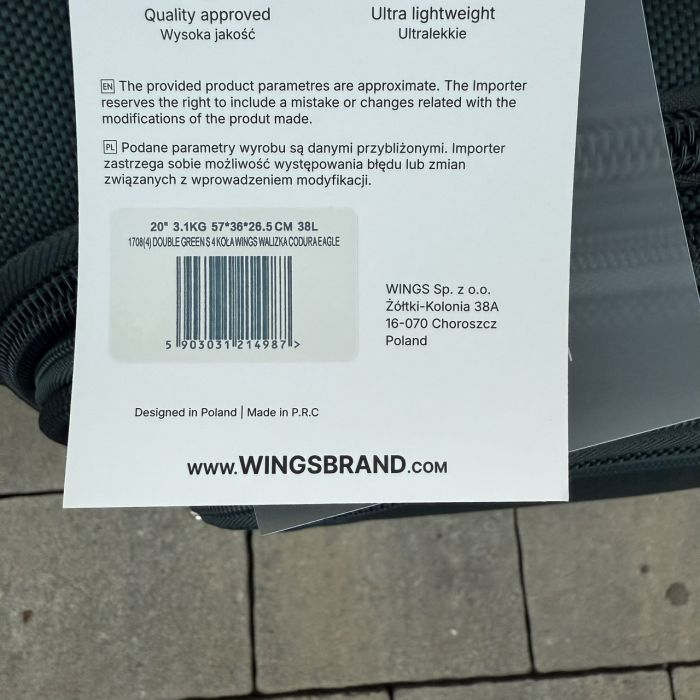 Валіза тканинна мала на 4 колесах Wings 1708 S Зелений