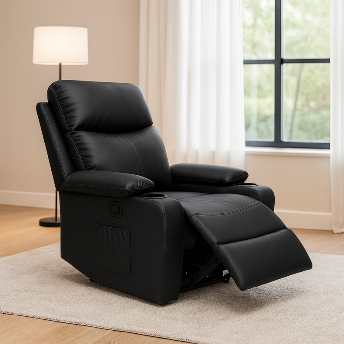 Розкладне крісло-ліжко VERO з підставкою для ніг Чорний