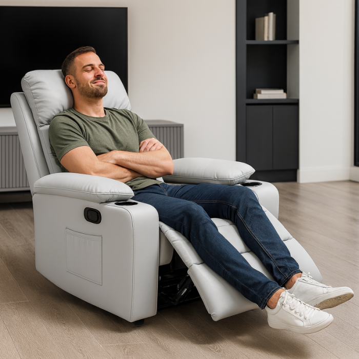 Розкладне крісло-ліжко VERO з підставкою для ніг Сірий