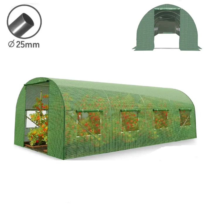 Теплиця PLONOS 4916-B (профіль 25 мм, 1 вхід) 4х2,5х2 м 10 м² Зелений