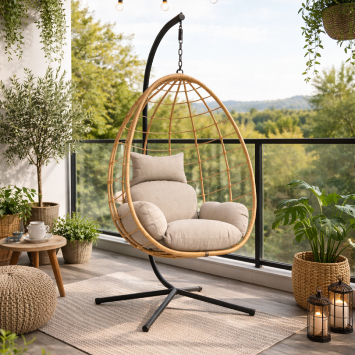 Подвесное кресло-кокон с подушкой Ecarla KR37 Коричневый