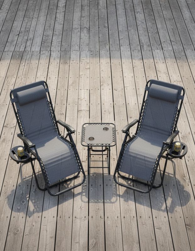 Набір садових лежаків зі столиком Ideal Garden TDC-2503 Графітовий