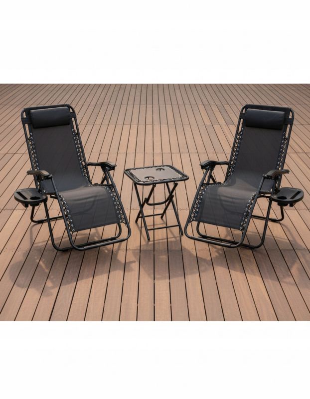 Набір садових лежаків зі столиком Ideal Garden TDC-2503 Чорний