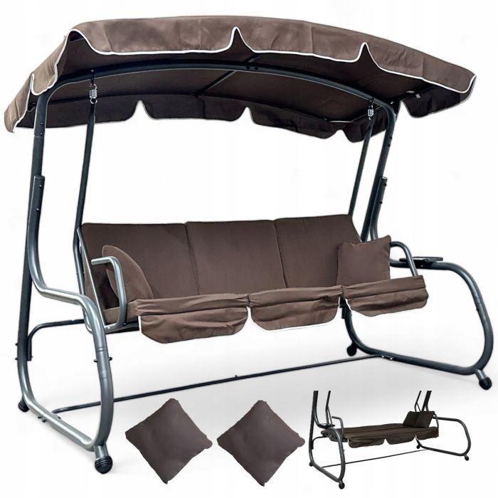 Садова гойдалка IdealGarden MAS-4026 3-х місна Коричневий
