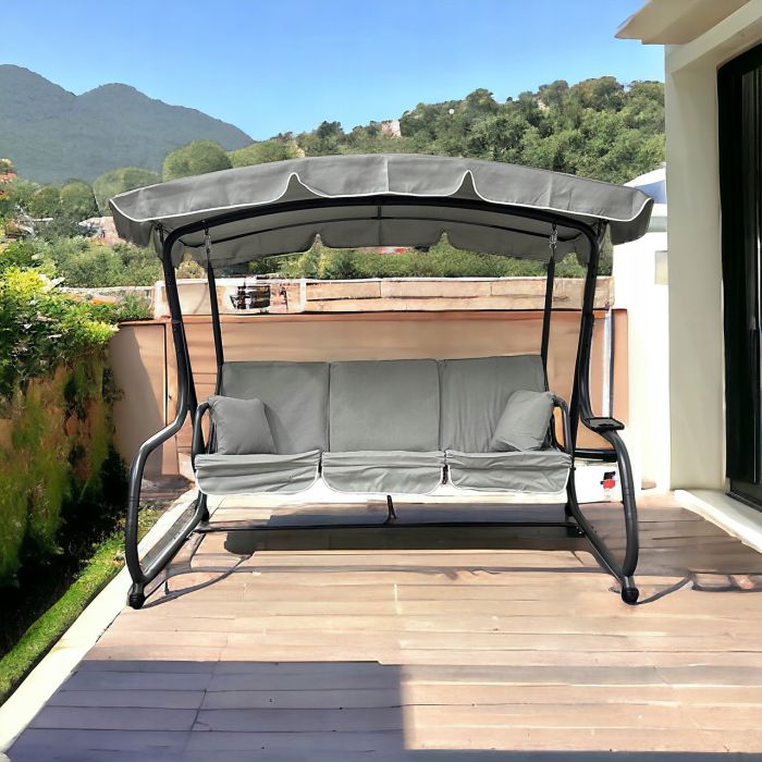 Садова гойдалка IdealGarden MAS-4026 3-х місна Світло-сірий