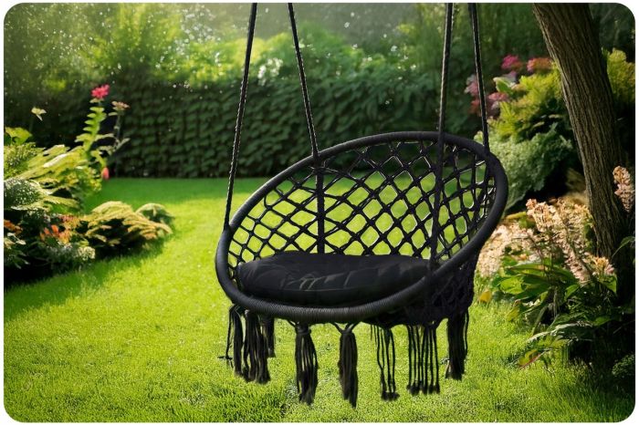Підвісне крісло-гойдалка із подушкою BOHO 290011 Чорний